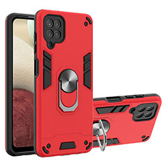 Funda Bumper Silicona y Plastico Mate Carcasa con Magnetico Anillo de dedo Soporte Y01B para Samsung Galaxy A12 5G Rojo