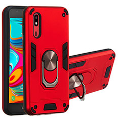 Funda Bumper Silicona y Plastico Mate Carcasa con Magnetico Anillo de dedo Soporte Y01B para Samsung Galaxy A2 Core A260F A260G Rojo