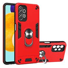 Funda Bumper Silicona y Plastico Mate Carcasa con Magnetico Anillo de dedo Soporte Y01B para Samsung Galaxy A52s 5G Rojo