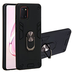 Funda Bumper Silicona y Plastico Mate Carcasa con Magnetico Anillo de dedo Soporte Y01B para Samsung Galaxy Note 10 Lite Negro