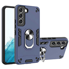 Funda Bumper Silicona y Plastico Mate Carcasa con Magnetico Anillo de dedo Soporte Y01B para Samsung Galaxy S23 Plus 5G Azul