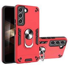 Funda Bumper Silicona y Plastico Mate Carcasa con Magnetico Anillo de dedo Soporte Y01B para Samsung Galaxy S24 5G Rojo