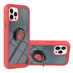 Funda Bumper Silicona y Plastico Mate Carcasa con Magnetico Anillo de dedo Soporte YB1 para Apple iPhone 14 Pro Max Rojo