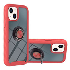 Funda Bumper Silicona y Plastico Mate Carcasa con Magnetico Anillo de dedo Soporte YB1 para Apple iPhone 15 Plus Rojo