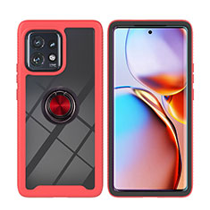 Funda Bumper Silicona y Plastico Mate Carcasa con Magnetico Anillo de dedo Soporte YB1 para Motorola Moto Edge 40 Pro 5G Rojo