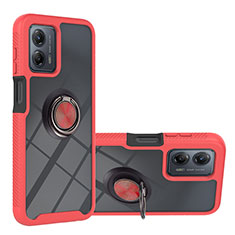 Funda Bumper Silicona y Plastico Mate Carcasa con Magnetico Anillo de dedo Soporte YB1 para Motorola Moto G53 5G Rojo