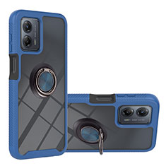 Funda Bumper Silicona y Plastico Mate Carcasa con Magnetico Anillo de dedo Soporte YB1 para Motorola Moto G53y 5G Azul