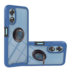 Funda Bumper Silicona y Plastico Mate Carcasa con Magnetico Anillo de dedo Soporte YB1 para Oppo A17 Azul