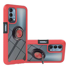 Funda Bumper Silicona y Plastico Mate Carcasa con Magnetico Anillo de dedo Soporte YB1 para Oppo A74 5G Rojo