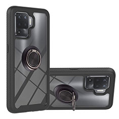 Funda Bumper Silicona y Plastico Mate Carcasa con Magnetico Anillo de dedo Soporte YB1 para Oppo A94 4G Negro