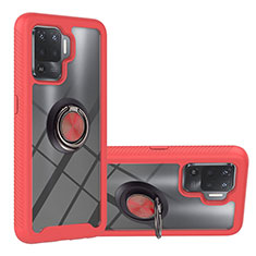 Funda Bumper Silicona y Plastico Mate Carcasa con Magnetico Anillo de dedo Soporte YB1 para Oppo A94 4G Rojo