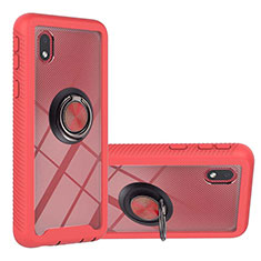 Funda Bumper Silicona y Plastico Mate Carcasa con Magnetico Anillo de dedo Soporte YB1 para Samsung Galaxy A01 Core Rojo