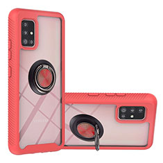 Funda Bumper Silicona y Plastico Mate Carcasa con Magnetico Anillo de dedo Soporte YB1 para Samsung Galaxy A51 5G Rojo
