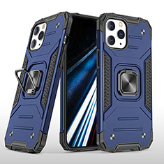Funda Bumper Silicona y Plastico Mate Carcasa con Magnetico Anillo de dedo Soporte YF1 para Apple iPhone 14 Pro Max Azul