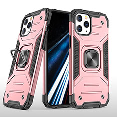 Funda Bumper Silicona y Plastico Mate Carcasa con Magnetico Anillo de dedo Soporte YF1 para Apple iPhone 14 Pro Max Oro Rosa