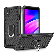 Funda Bumper Silicona y Plastico Mate Carcasa con Magnetico Anillo de dedo Soporte YF1 para Samsung Galaxy A01 Core Negro