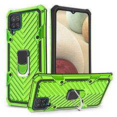 Funda Bumper Silicona y Plastico Mate Carcasa con Magnetico Anillo de dedo Soporte YF1 para Samsung Galaxy A12 5G Menta Verde