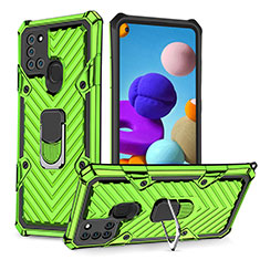 Funda Bumper Silicona y Plastico Mate Carcasa con Magnetico Anillo de dedo Soporte YF1 para Samsung Galaxy A21s Menta Verde