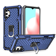 Funda Bumper Silicona y Plastico Mate Carcasa con Magnetico Anillo de dedo Soporte YF1 para Samsung Galaxy A32 4G Azul