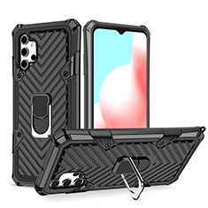 Funda Bumper Silicona y Plastico Mate Carcasa con Magnetico Anillo de dedo Soporte YF1 para Samsung Galaxy A32 4G Negro