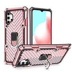 Funda Bumper Silicona y Plastico Mate Carcasa con Magnetico Anillo de dedo Soporte YF1 para Samsung Galaxy A32 4G Oro Rosa