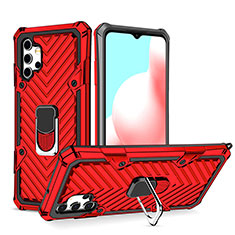 Funda Bumper Silicona y Plastico Mate Carcasa con Magnetico Anillo de dedo Soporte YF1 para Samsung Galaxy A32 4G Rojo