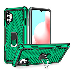 Funda Bumper Silicona y Plastico Mate Carcasa con Magnetico Anillo de dedo Soporte YF1 para Samsung Galaxy A32 4G Verde