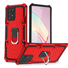 Funda Bumper Silicona y Plastico Mate Carcasa con Magnetico Anillo de dedo Soporte YF1 para Samsung Galaxy A91 Rojo