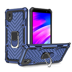 Funda Bumper Silicona y Plastico Mate Carcasa con Magnetico Anillo de dedo Soporte YF1 para Samsung Galaxy M01 Core Azul
