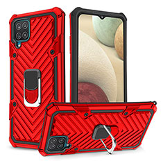 Funda Bumper Silicona y Plastico Mate Carcasa con Magnetico Anillo de dedo Soporte YF1 para Samsung Galaxy M12 Rojo