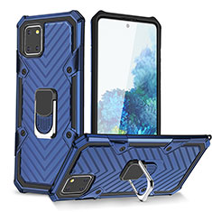 Funda Bumper Silicona y Plastico Mate Carcasa con Magnetico Anillo de dedo Soporte YF1 para Samsung Galaxy M60s Azul