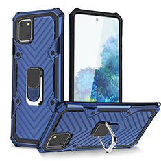 Funda Bumper Silicona y Plastico Mate Carcasa con Magnetico Anillo de dedo Soporte YF1 para Samsung Galaxy Note 10 Lite Azul