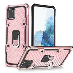 Funda Bumper Silicona y Plastico Mate Carcasa con Magnetico Anillo de dedo Soporte YF1 para Samsung Galaxy Note 10 Lite Oro Rosa