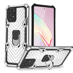 Funda Bumper Silicona y Plastico Mate Carcasa con Magnetico Anillo de dedo Soporte YF1 para Samsung Galaxy S10 Lite Plata