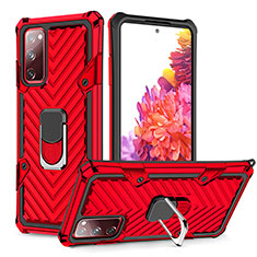 Funda Bumper Silicona y Plastico Mate Carcasa con Magnetico Anillo de dedo Soporte YF1 para Samsung Galaxy S20 FE 5G Rojo