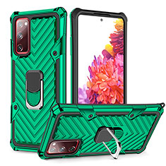 Funda Bumper Silicona y Plastico Mate Carcasa con Magnetico Anillo de dedo Soporte YF1 para Samsung Galaxy S20 Lite 5G Verde