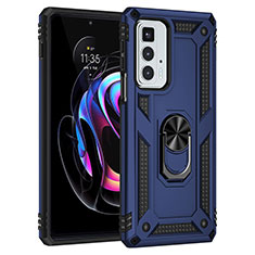 Funda Bumper Silicona y Plastico Mate Carcasa con Magnetico Anillo de dedo Soporte Z01 para Motorola Moto Edge 20 Pro 5G Azul