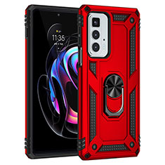 Funda Bumper Silicona y Plastico Mate Carcasa con Magnetico Anillo de dedo Soporte Z01 para Motorola Moto Edge 20 Pro 5G Rojo