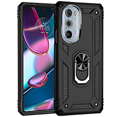 Funda Bumper Silicona y Plastico Mate Carcasa con Magnetico Anillo de dedo Soporte Z01 para Motorola Moto Edge Plus (2022) 5G Negro