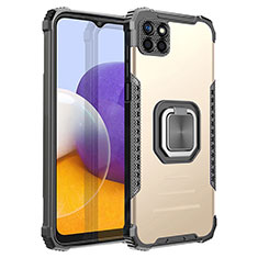 Funda Bumper Silicona y Plastico Mate Carcasa con Magnetico Anillo de dedo Soporte ZJ1 para Samsung Galaxy A22s 5G Oro