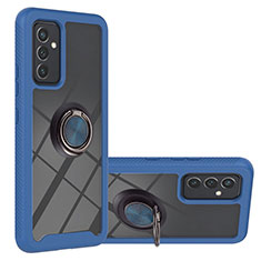 Funda Bumper Silicona y Plastico Mate Carcasa con Magnetico Anillo de dedo Soporte ZJ1 para Samsung Galaxy A54 5G Azul