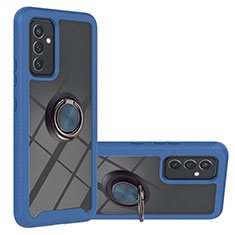 Funda Bumper Silicona y Plastico Mate Carcasa con Magnetico Anillo de dedo Soporte ZJ1 para Samsung Galaxy A82 5G Azul