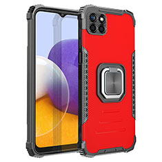 Funda Bumper Silicona y Plastico Mate Carcasa con Magnetico Anillo de dedo Soporte ZJ1 para Samsung Galaxy F42 5G Rojo