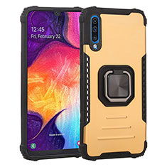 Funda Bumper Silicona y Plastico Mate Carcasa con Magnetico Anillo de dedo Soporte ZJ2 para Samsung Galaxy A30S Oro