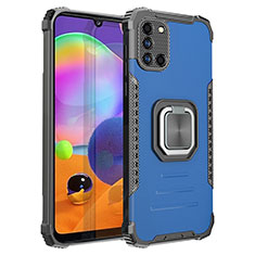 Funda Bumper Silicona y Plastico Mate Carcasa con Magnetico Anillo de dedo Soporte ZJ2 para Samsung Galaxy A31 Azul