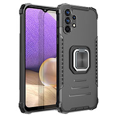 Funda Bumper Silicona y Plastico Mate Carcasa con Magnetico Anillo de dedo Soporte ZJ2 para Samsung Galaxy A32 5G Negro