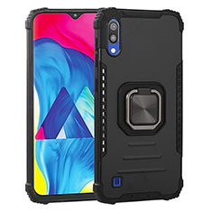 Funda Bumper Silicona y Plastico Mate Carcasa con Magnetico Anillo de dedo Soporte ZJ2 para Samsung Galaxy M10 Negro