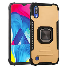 Funda Bumper Silicona y Plastico Mate Carcasa con Magnetico Anillo de dedo Soporte ZJ2 para Samsung Galaxy M10 Oro