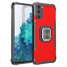 Funda Bumper Silicona y Plastico Mate Carcasa con Magnetico Anillo de dedo Soporte ZJ2 para Samsung Galaxy S20 FE 4G Rojo