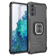 Funda Bumper Silicona y Plastico Mate Carcasa con Magnetico Anillo de dedo Soporte ZJ2 para Samsung Galaxy S20 Lite 5G Negro